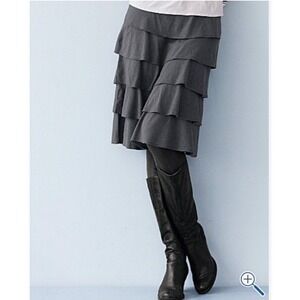 Garnet Hill‎ Women's Tiered Cotton Skirt Gray Size XS Cottagecore Whimsigoth
